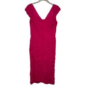 Tadashi Collection Pink Silk Layered Chiffon Cocktail Dress Womens Sz 6 Wedding